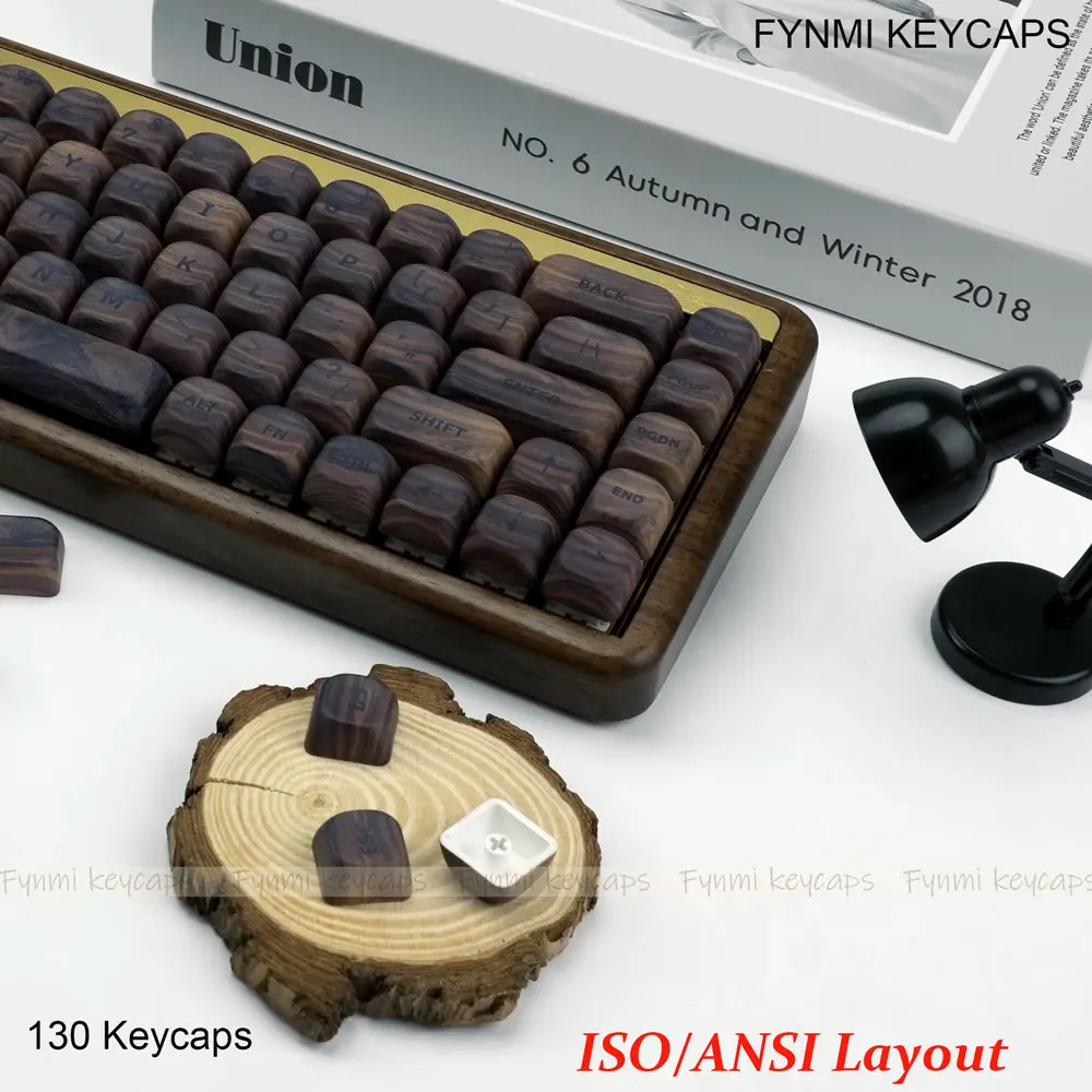 Fynmi ISO ANSI motyw drewna orzechowego profil MOA PBT barwnik sublimacyjny 9.8mm klawisze 130 klawiszy do klawiatury mechanicznej