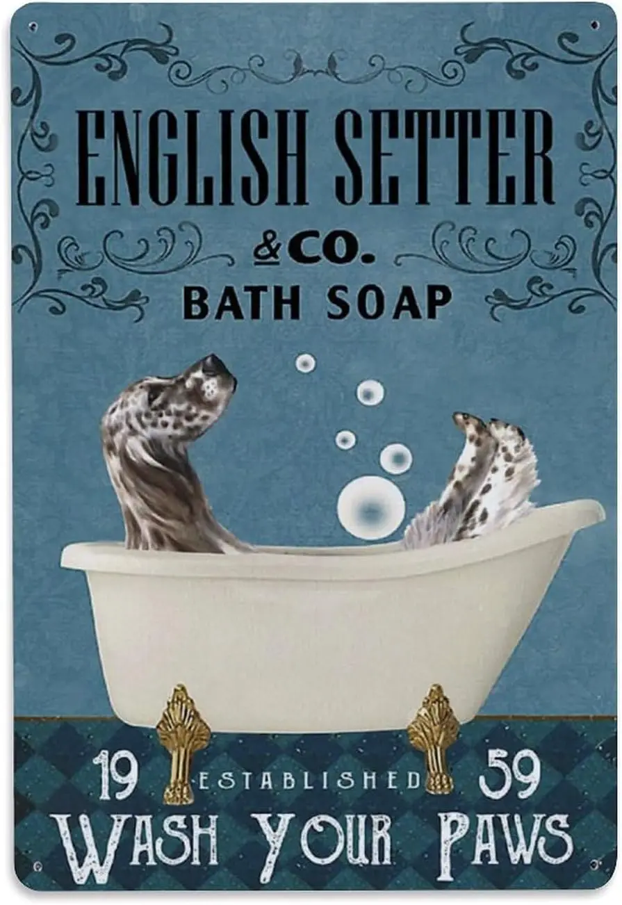 Vintage Bath Soap Company English Setter Aluminium Metal Tin Sign 8x12 Inch Home Plaque Poster Home Bar Pub Wall Are Decor New