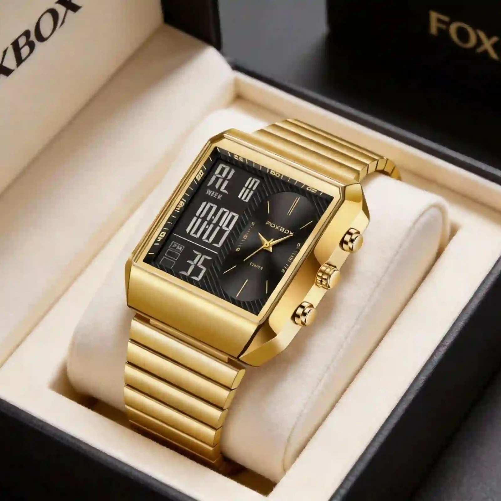 LIGE New Fashion Square Digital Watch Men Casual Sports Waterproof Men's Quartz Wristwatches FOXBOX Top Brand Luxury Chronograph