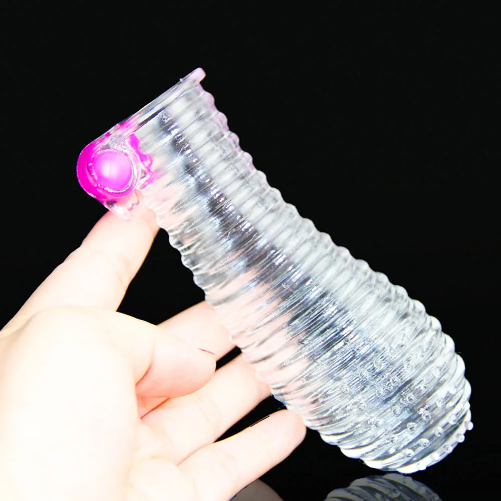 Sex Toy triple vibrator extender delay condom,Man Reusable dot penis sleeve cock ring sheath ball loop clit massage