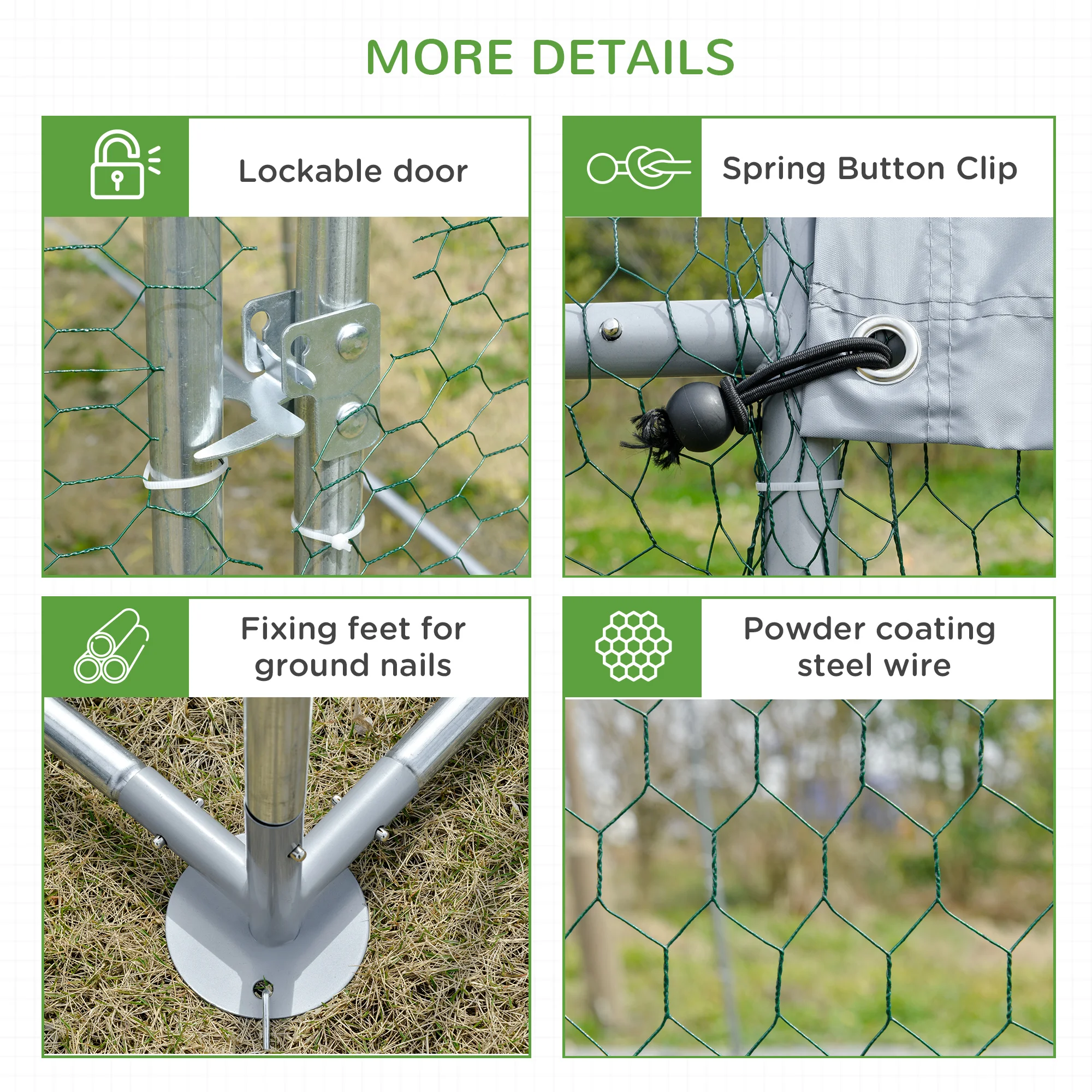 PawHut Walk In Chicken Run Galvanised Chicken Coop Hen Poultry House Cage Pet Playpen Garden with Water-Resist Cover