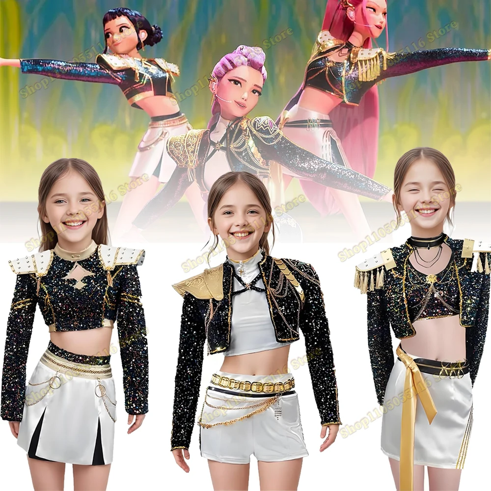 

KPop Zoey Cosplay Costume Wig Shoes Black Coat Singing Suit Song-Promotion Costume Kids Halloween Party Role Playing Outfit