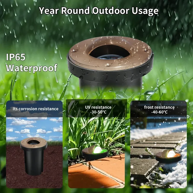 Brass Recessed Led Underground Light Ip65 Waterproof Outdoor Ground Garden Path Floor Buried 24v Led Rgbw Ground Lights