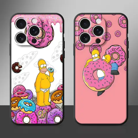 Funda para Teléfono iPhone 17 16 13 15 12 Mini 14 Pro Max 11 16e X XR XS 7 8 6 6s Plus 5 5s, TPU Negra, Divertida, Los Simpson, Linda
