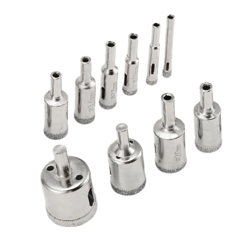 

Набор алмазных сверл, 10 шт., алмазные корончатые сверла, сверло по стеклу для плитки, фарфора, мрамора, гранита, бутылок