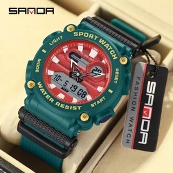 SANDA 3139 New Youth Fashion Digital Watch Shockproof Waterproof Dual Wristwatches LED Chrono Alarm Clock Mens Watches Cool Hour