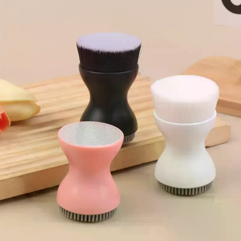Mini handmatige gezichtsreinigingsborstel Siliconen massage gezichtsborstel Zachte haren Dubbelzijdig handreinigingsapparaat Pore Cleaner