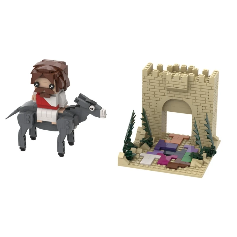 MOC Jesus Model importer décennie ks, Church, Nina ifixion of Jesus, Rode the matkey, Into Jerusalem Action Figure, Bricks Toy Gift