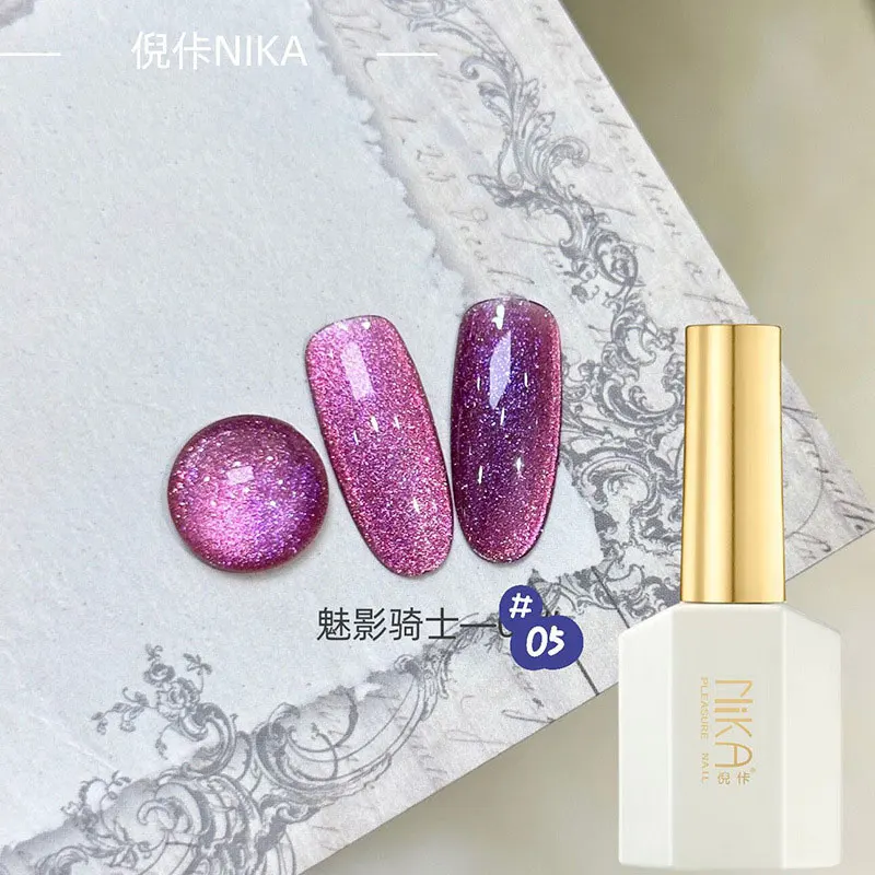 NIKA NEW Color Crystal Cat Eye Gel Nail Polish 15ml Universal Semi Permanent Soak Off UV LED Gel Magnetic Gel For Nail Salon