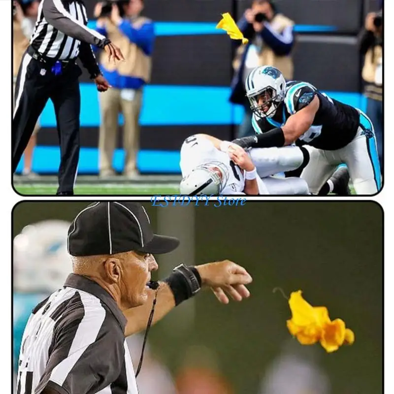 G6DE 6pcs Flagantes los árbitros del árbitro Banderas con 2 piezas grano cuello largo para juego fútbol Penaltis