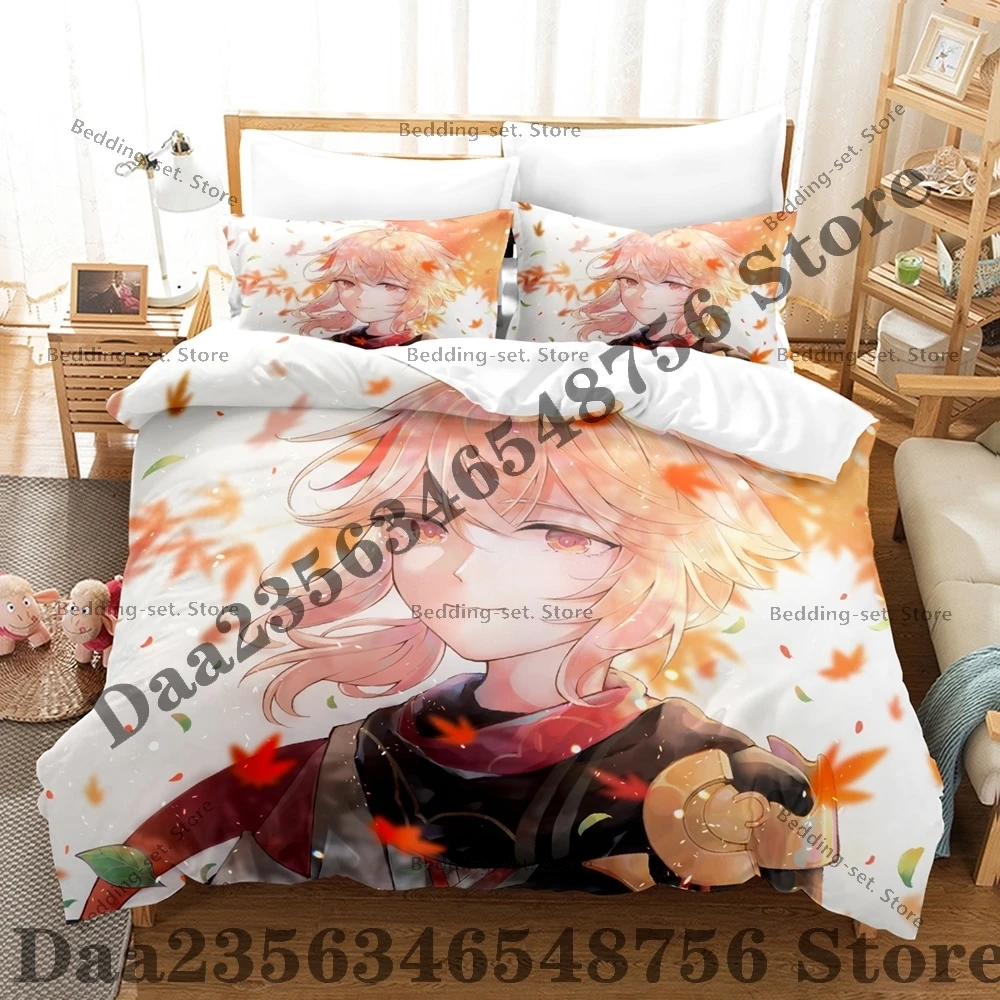 

Personality Kpop Kaedehara Kazuha BeddiThree Piece Bedding Set - Luxury Comforter Set with Queen King Size Including pillowcase