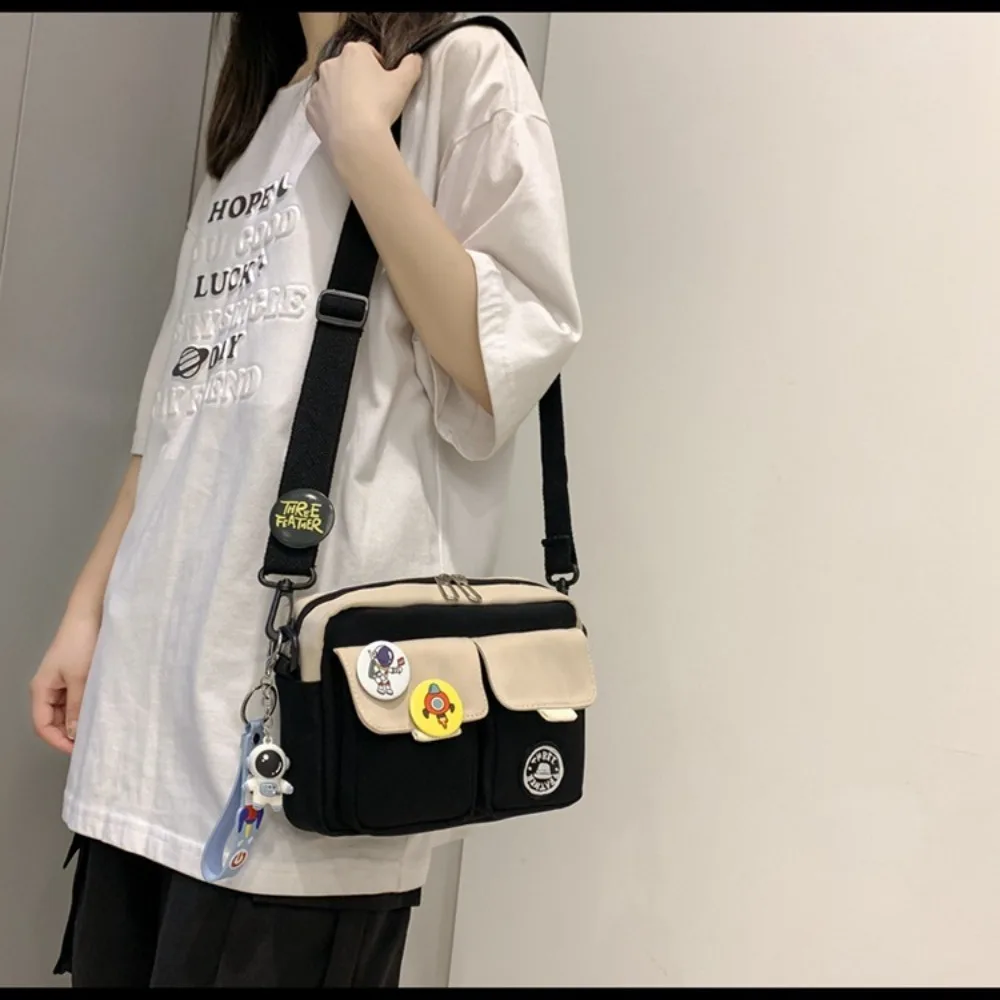 

Large Capacity Japanese Style Retro Crossbody Shoulder Bag Unisex Messenger Purse Equipped With Pendant Lightweight Practical Carry Bag Fit Men Daily Work Weekend Casual Outings