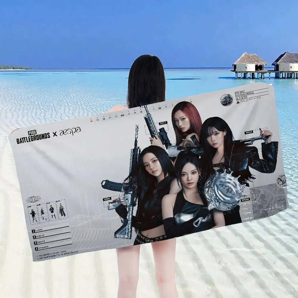 Korean Kpop Group A-AespaS Beach Towel Colorful Bath Towels for Girl Microfiber Quick Dry Custom Sand Free Beach Yoga Spa