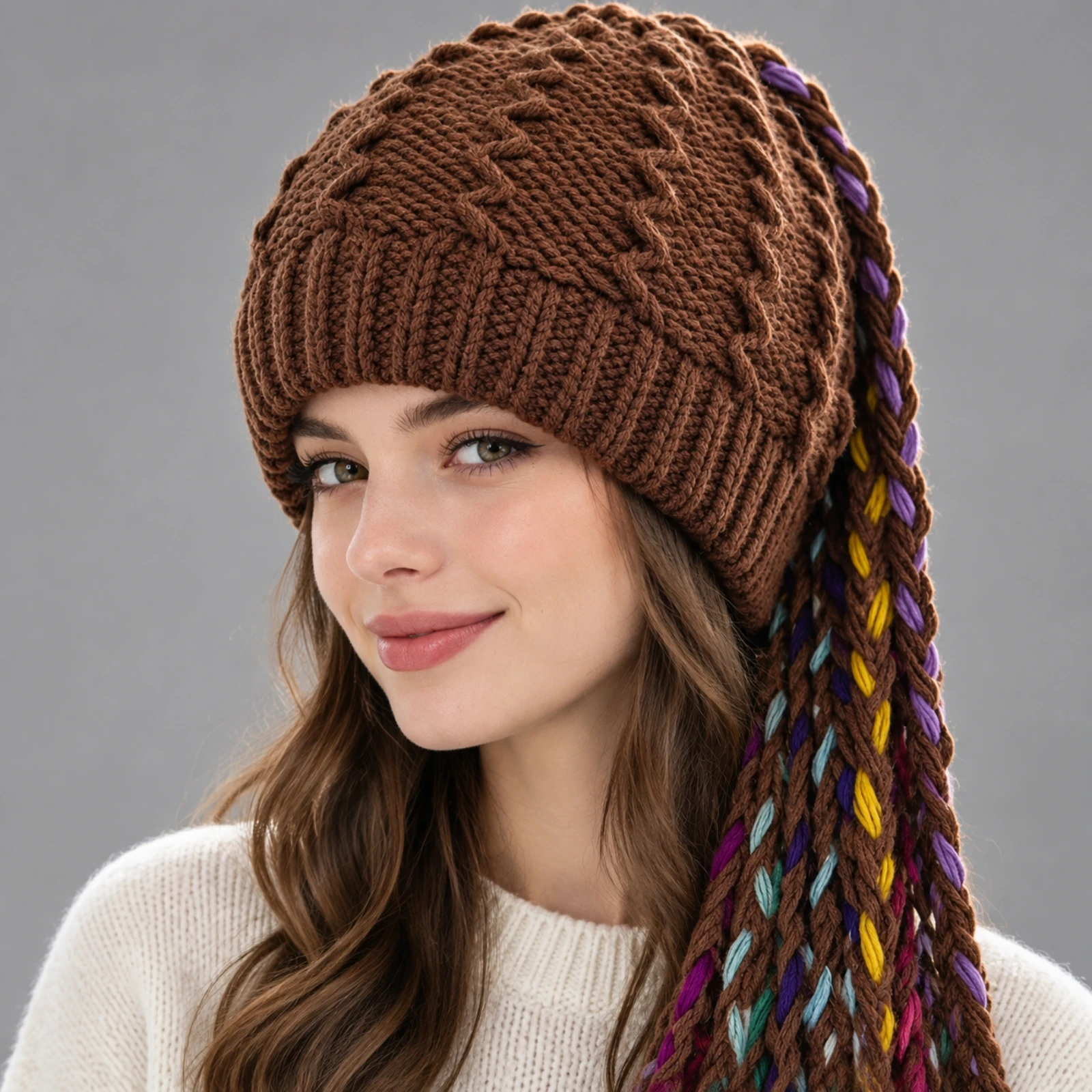 Beanie with Braided Dreadlock Extensions Bohemian Dreadlock Beanie Headpiece Cap with Dreadlocks Stretchy Lightweight
