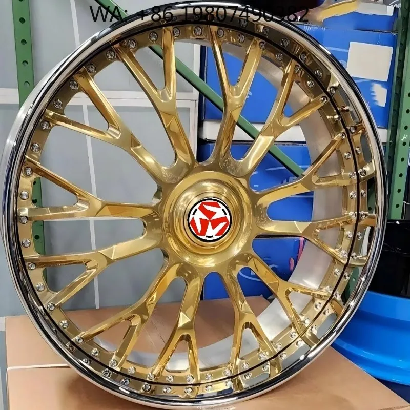 18-26 Inch 2 Piece Golden Finish Deep Dish Forged Alloy Wheels Multi PCD Cost Effective Aftermarket Luxury Car Rims