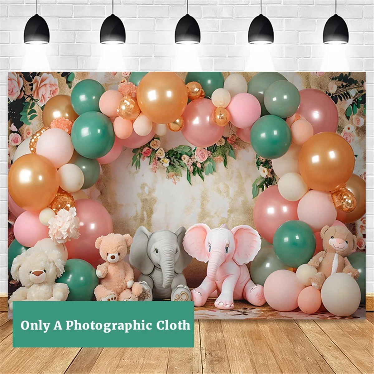 210X150cm Children's Animal Birthday Background Cloth Party Balloon Photography Background Cloth Party Decor, C