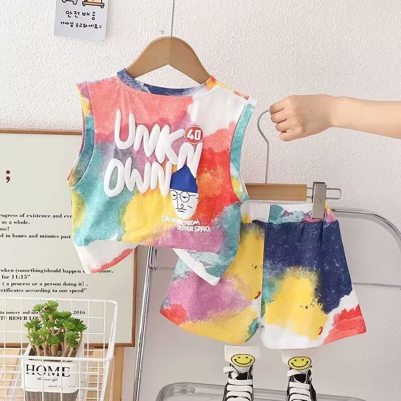 Newborn Summer 2-Piece Set Handsome Boy Baby Street Fashion Outfit - Short-Sleeved T-Shirt And Pants Combination for Babies