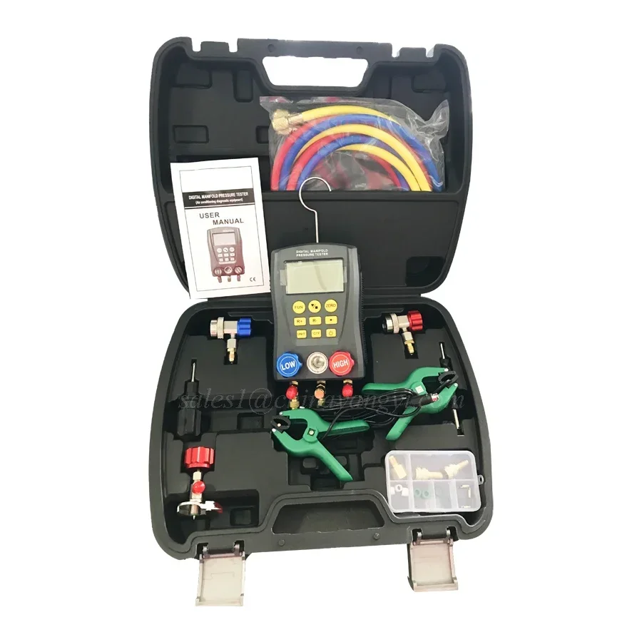 Multifunction Digital Manifold Gauge Kit Auto A/C Digital Refrigerant Pressure Gauges for Pressure,Vacuum and Temperature