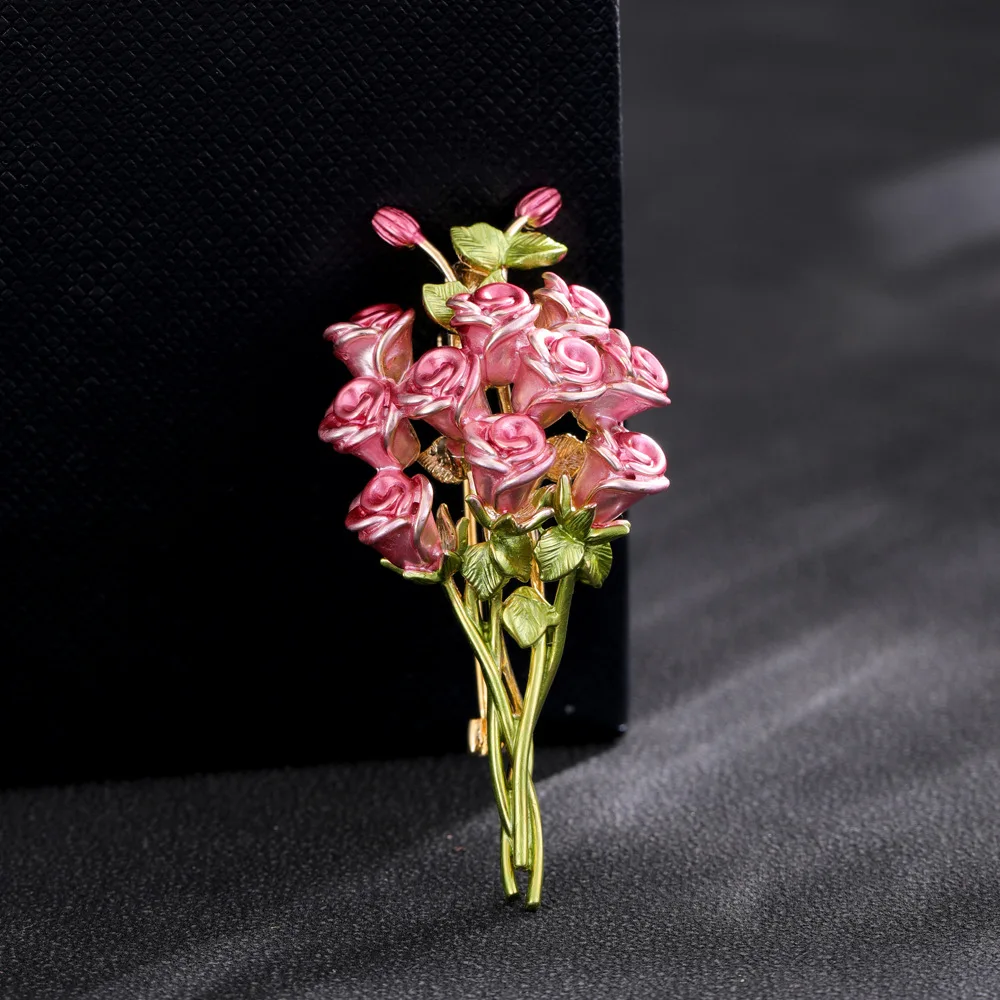 SKEDS Elegant Women Men Fashion Enamel Flower Badges Pin Exquisite Dripping Oil Floral Bouquet Brooches Corsages For Ladies