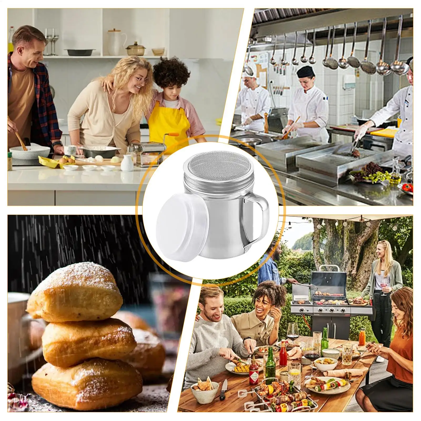 New Stainless Steel Seasoning Shaker Rust-resistant with Handle Seasoning Jar Easy to Clean with Cover Pepper Container Kitchen