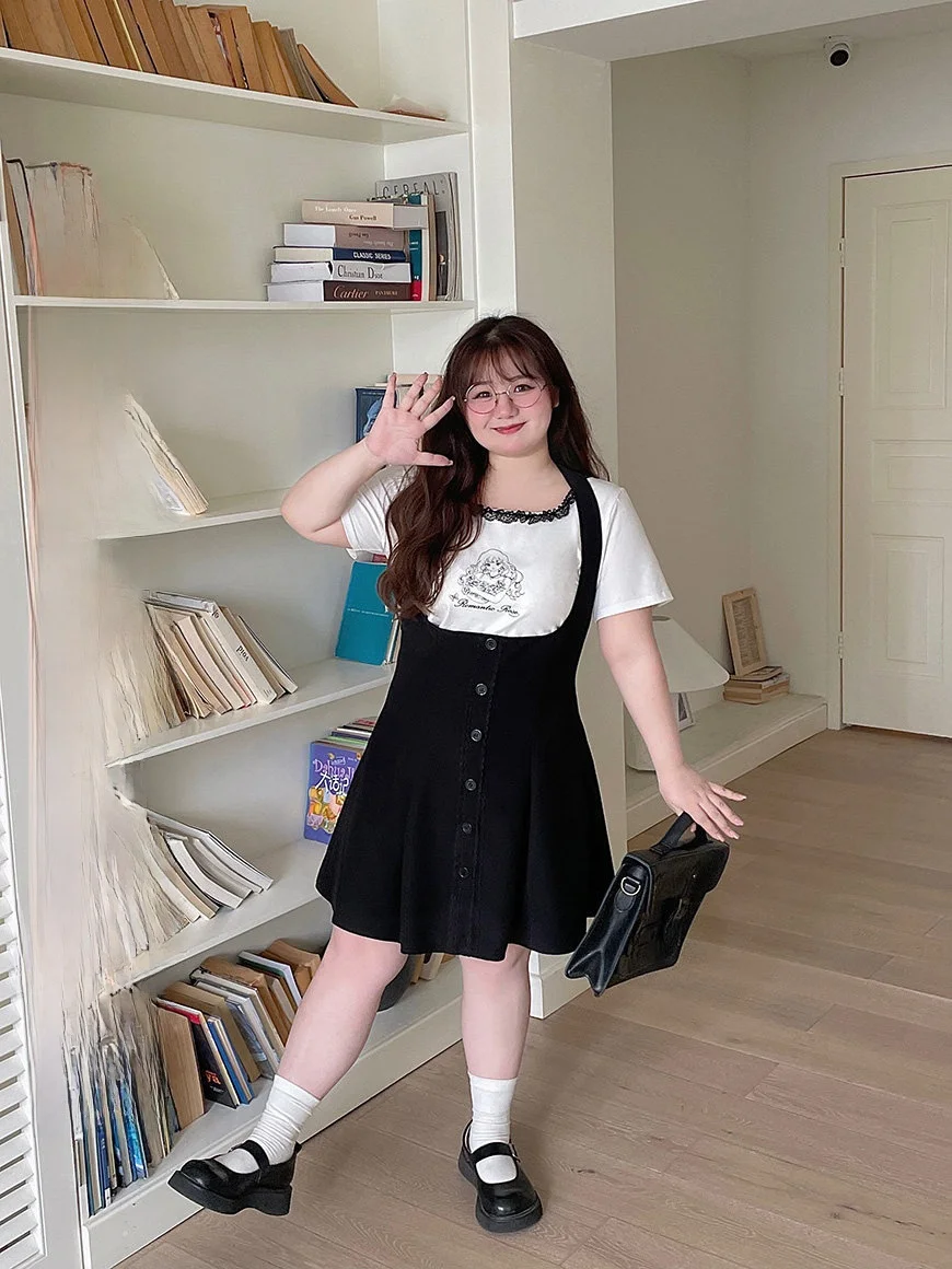 

LT STUDIO Spicy большого размера для похудения Neline Dr с воротником с рюшами, женский летний комплект из смеси хлопка мм, ансамбль Faion