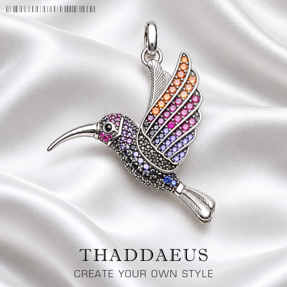 Pendant Colourful Hummingbird Brand New Cute Fashion Jewelry Europe 925 Sterling Silver Gift For Woman