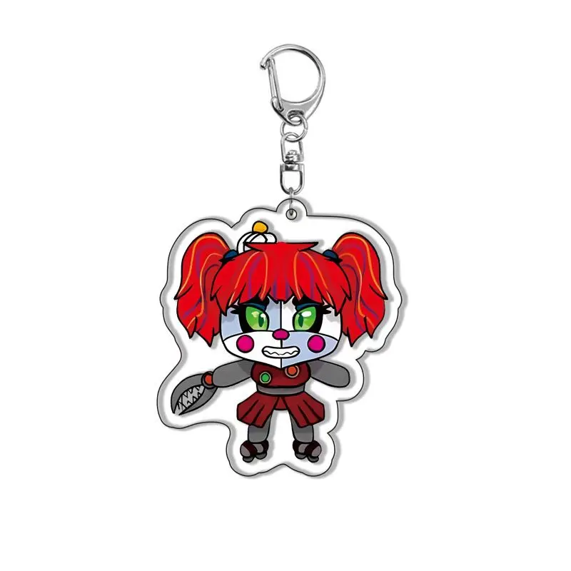 6CM Anime FNAF Horror Game Figures Bonnie Chica Foxy Acrylic Keychains Cartoon Double Sided Pendants Collection Gifts