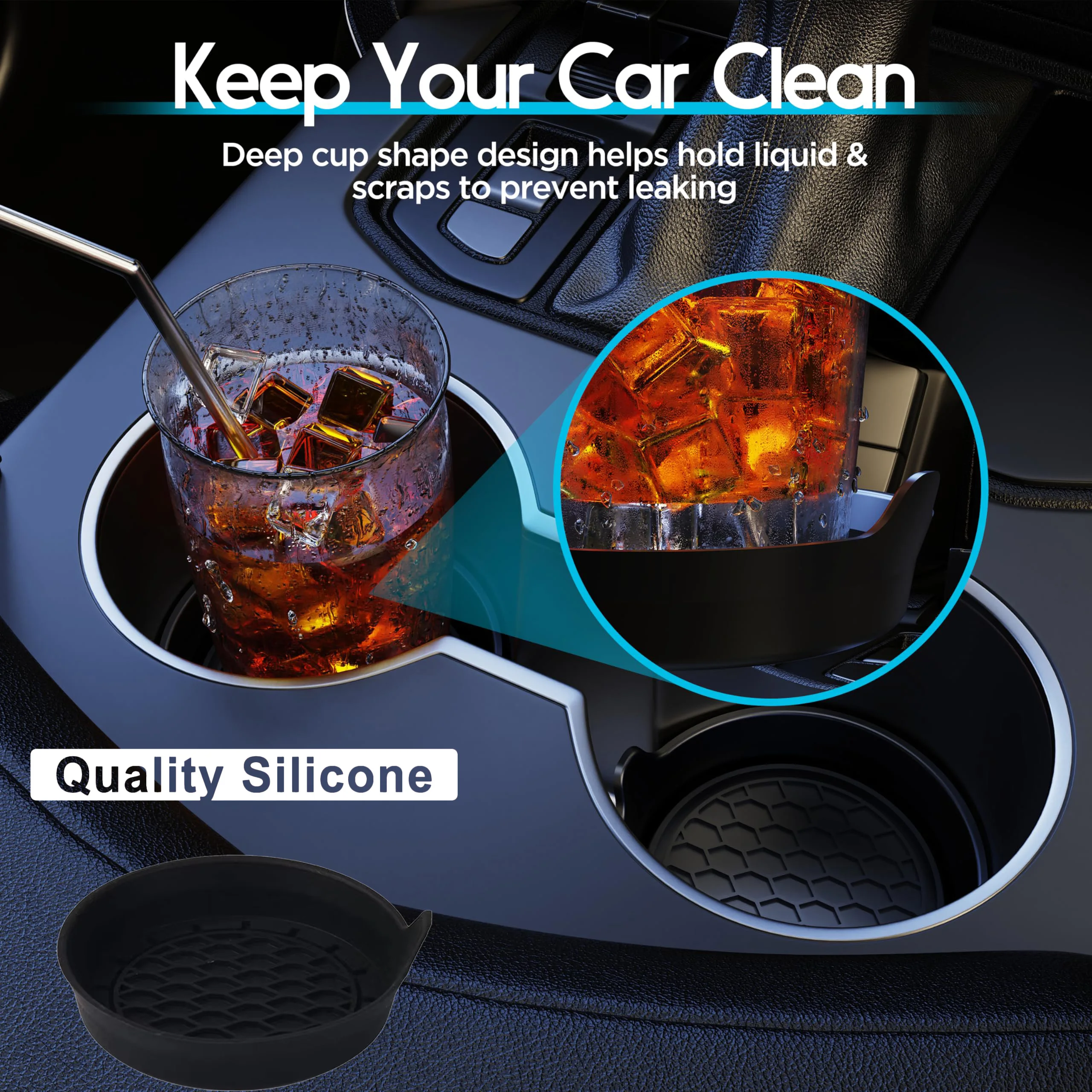 Durable Silent Cup Pad Car Cup Holder Coaster Silicone Cup Holder Insert Universal Non-Slip Cup Holders Car Interior Accessories
