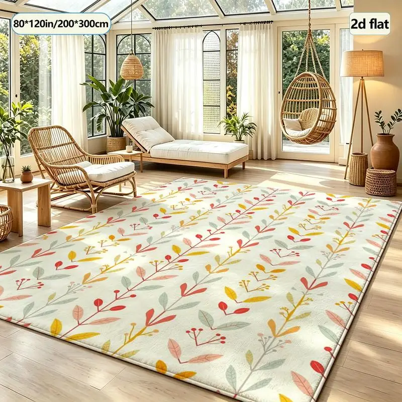 Autumn Color Leaf Pattern Carpet Floor Mat for Home Living Room and Bedroom