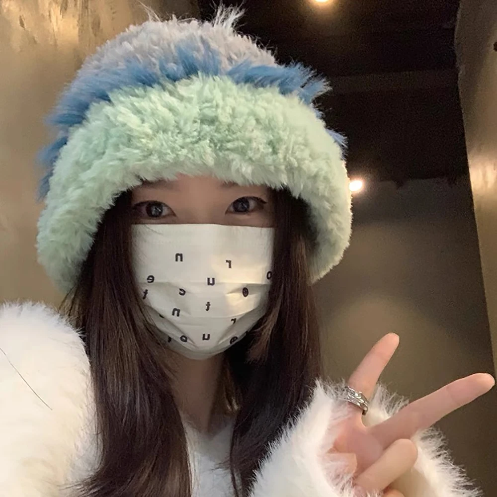 Soft Rabbit Fur Beanies Winter Hat for Woman Luxury Fluffy Knited Hat Bonnet Lady Autumn Winter Warm Skullies Cap 2024 New