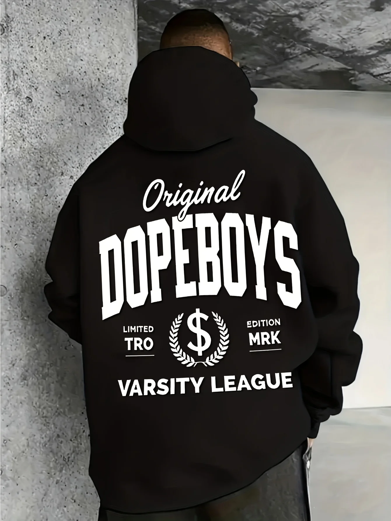 Men's Hooded Sweatshirt, Dopeboys Street Style Personalized Printed Long-Sleeved Pullover, Large Size