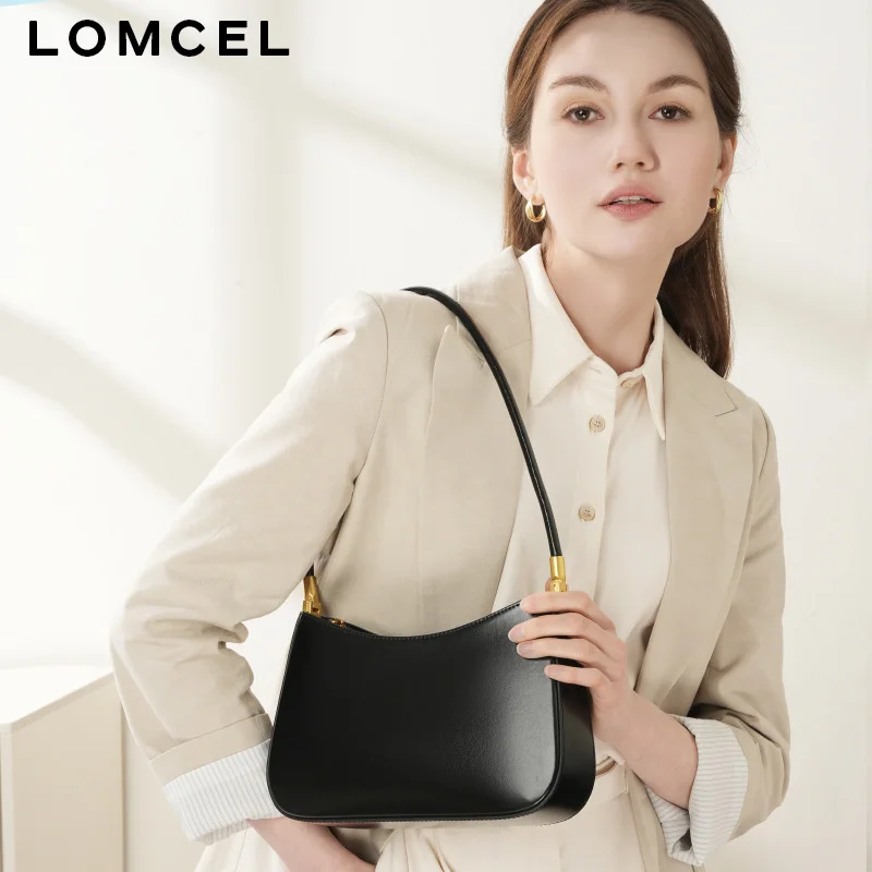LOMCEEL 102 Newly designed small-scale exclusive leather business tote bag for spring and summer French-style underarm bag, sing