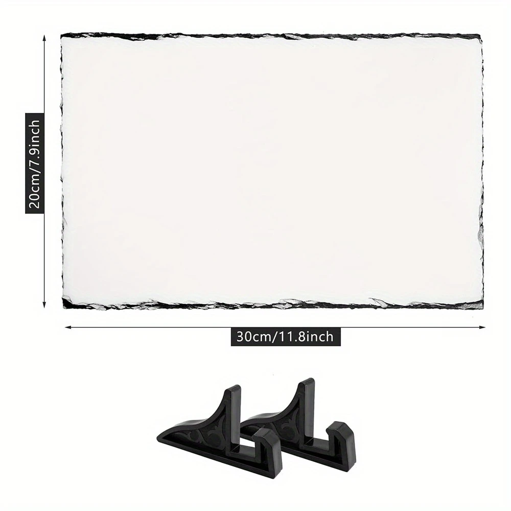 1pc Sublimation Blank Slate Rock Picture Frame with Stand, DIY Memorial Frame for Heat Transfer, 4 Shapes