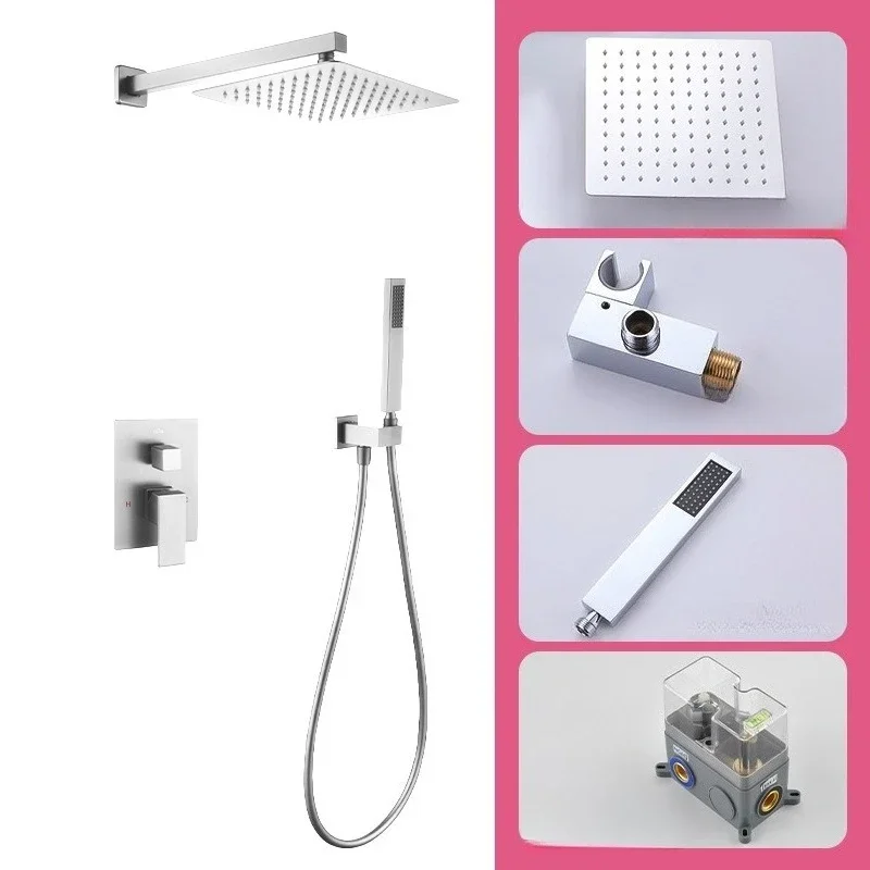Recessed Shower Set, Dual Function Brushed Gold Concealed Shower System for Hotel & Homestay