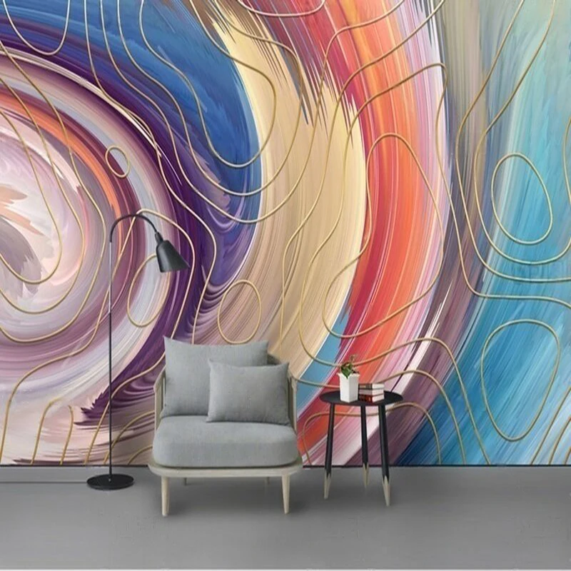 

MU9140 Oil paint-textured marble with irregular gold edge relief for TV bedroom home decoration background wall