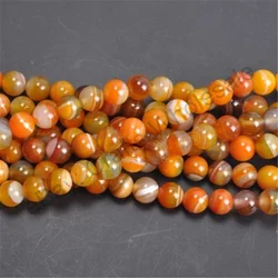 Stripe  Agate Loose Beads Natural Gemstone Smooth Round Spacer Bead for Jewelry Making