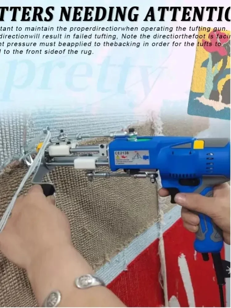 AK-V Elektrische Tuftingmaschine 2-in-1 Teppichwebmaschine Hand-Tuftingpistole Schnittflor-Teppichpistole für Teppiche