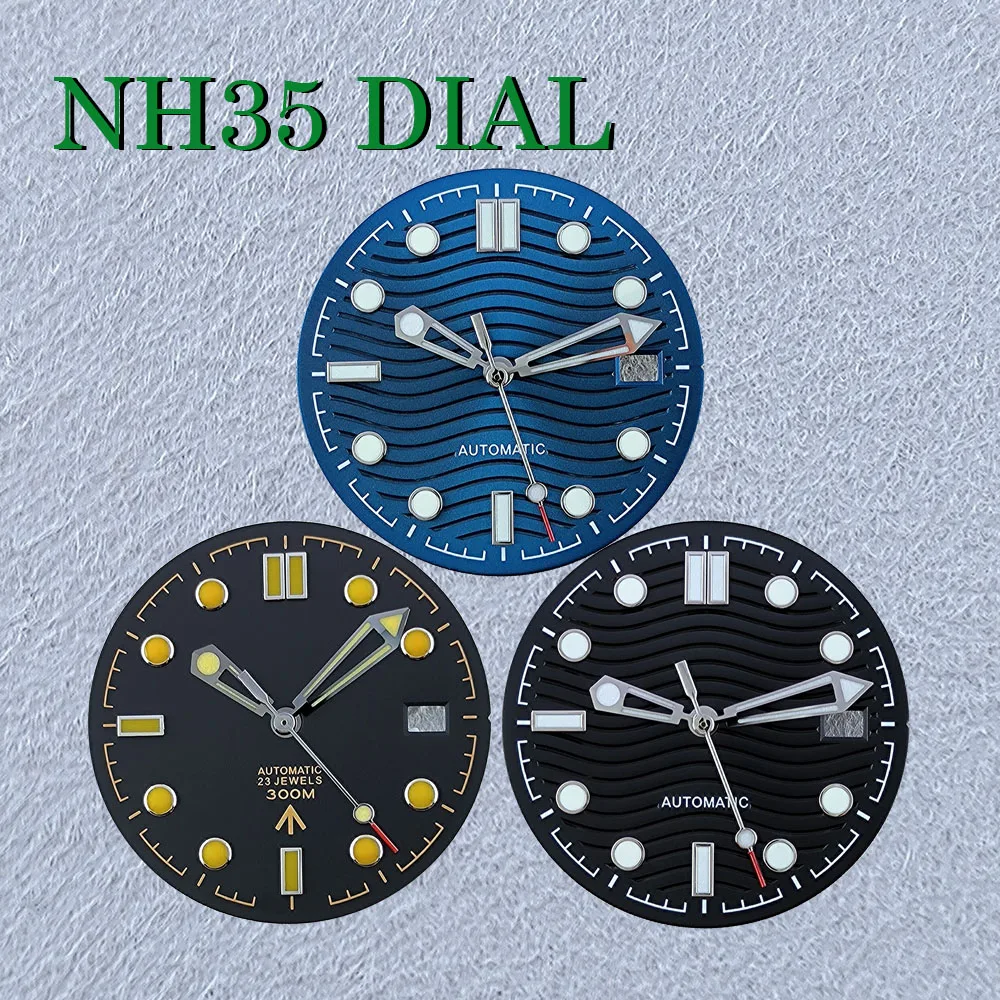 NH35 الطلب 32 مللي متر شعار مخصص الطلب صالح NH35/NH سلسلة الحركة اليابانية الأخضر مضيئة ساعة عالية الجودة تعديل الملحقات