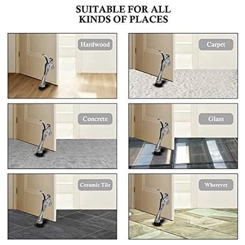AB47-Foot Door Stop Otomatis Kaki Pintu Door Stop Tak Terlihat Dapat Disesuaikan Bergerak Anti-tabrakan Rem 4 Inci 3 Buah