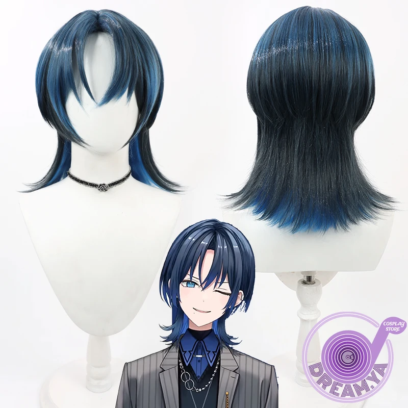 

Hiodoshi Ao Cosplay Wig Vtuber Blue Mixed Short Synthetic Hair Heat Resistant Halloween Role Play Party Carnival + Free Wig Cap