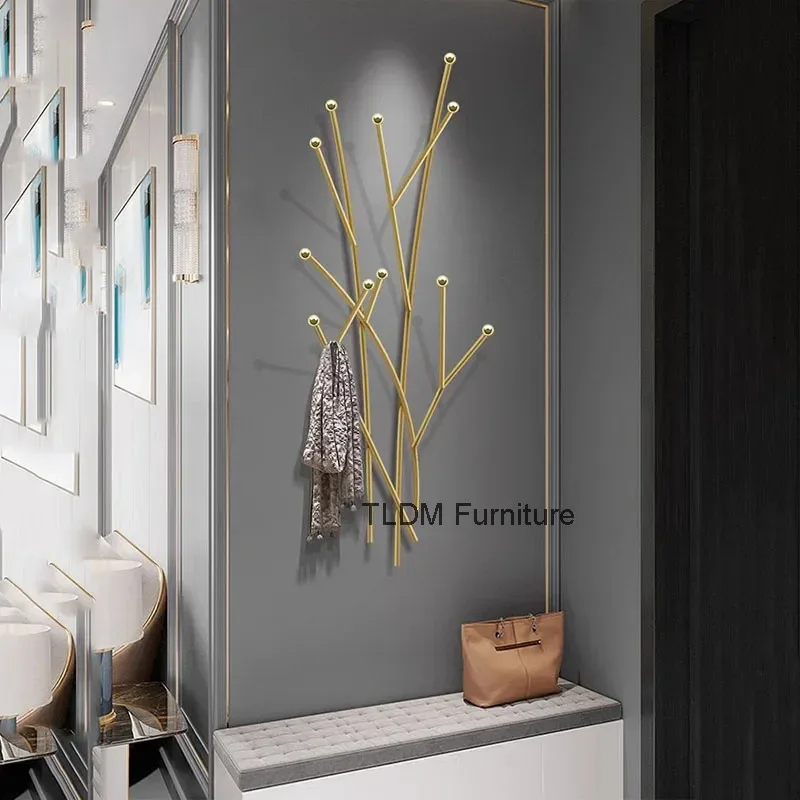 

Golden Wall Mount Clothes Rack Metal Minimalist Hall Entrance Clothes Stand Nordic Hangers Burro Ropa Perchero Home Eccessories