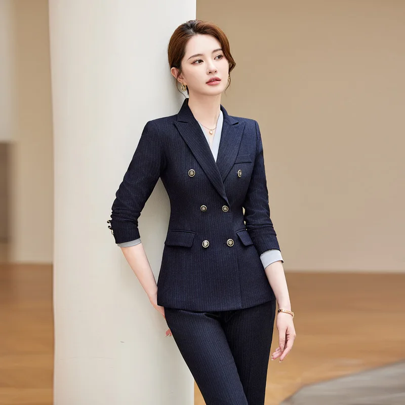 Gray Business Suit Women's Spring and Autumn Hotel Manager Work Clothes High-End Interview Formal Wear Suit2024New