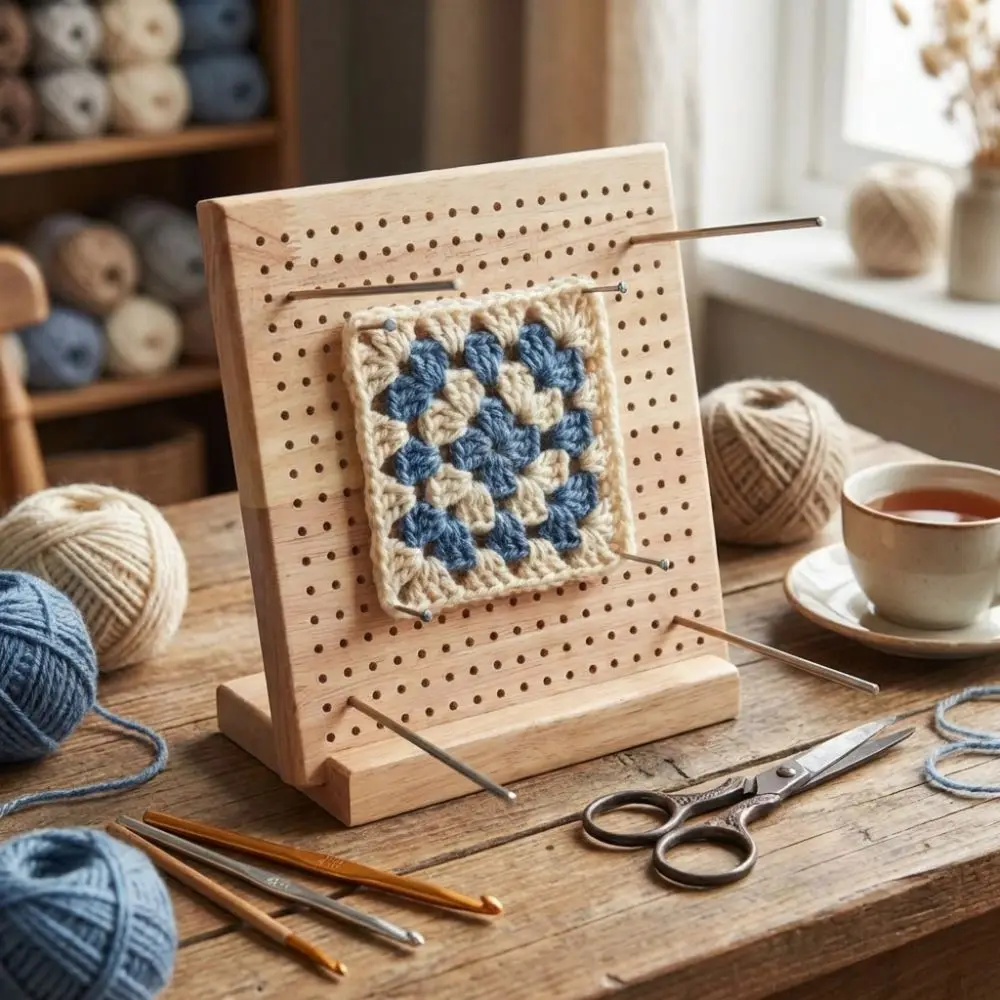 

Gift DIY Crochet Blocking Boards Square 10/15/20cm Knitting Board Handcrafted Reusable Pottery Clay Base Plug Board Pillow Cover