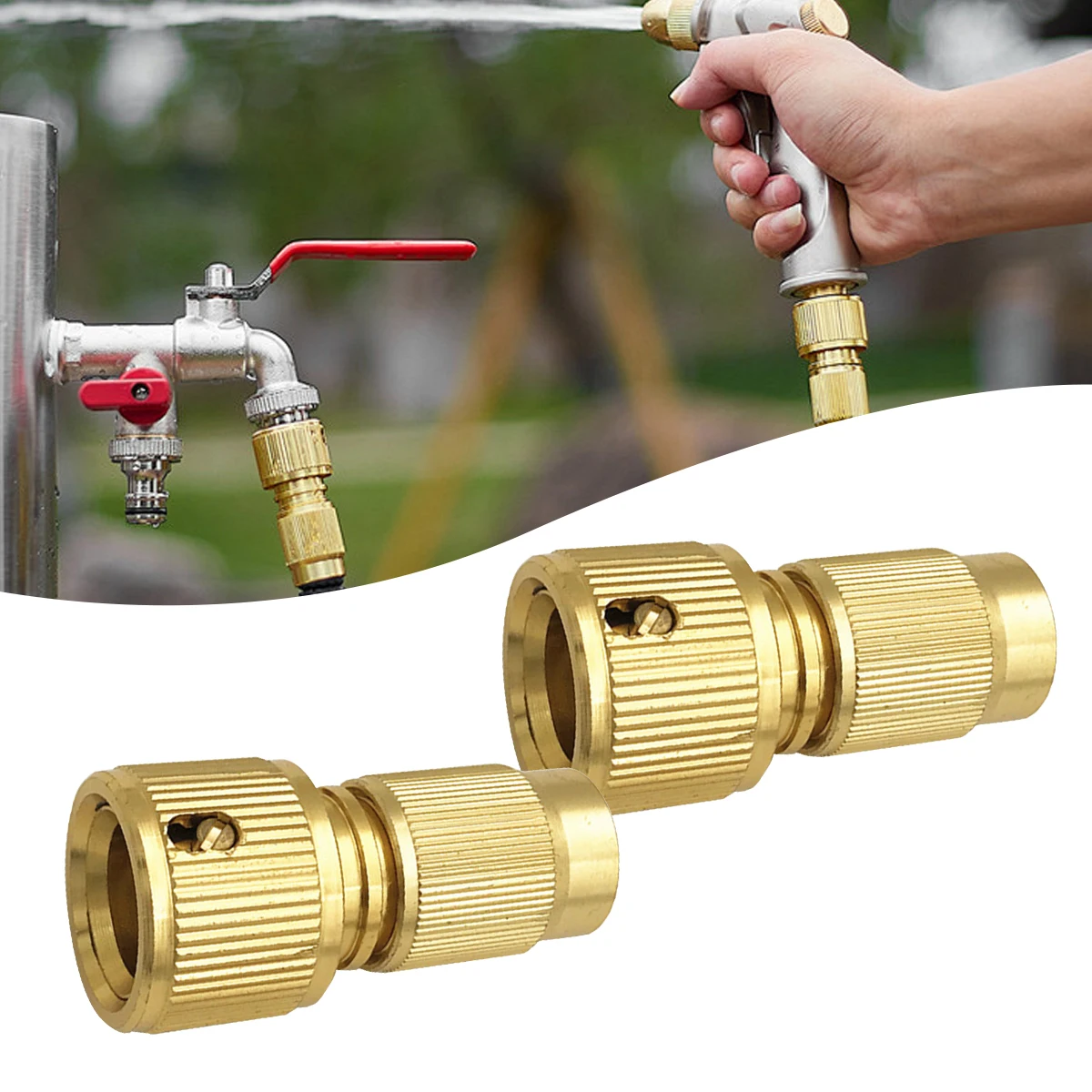 

2pcs Strong and Reliable Brass Hose Connector Expandable Hose Repair Adaptor, Suitable for Garden Horticulture