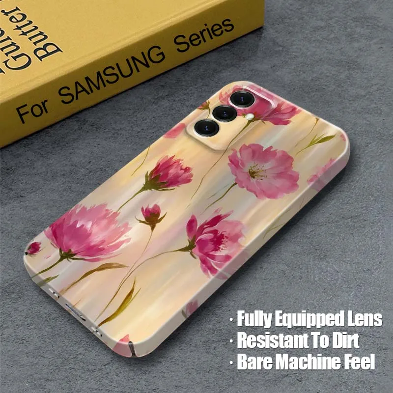 

Beautiful Pink Flower Painting For Samsung Galaxy S25 S24 S23 S22 S21 Ultra Plus Edge FE 5G Feilin Protective Shell Phone Case