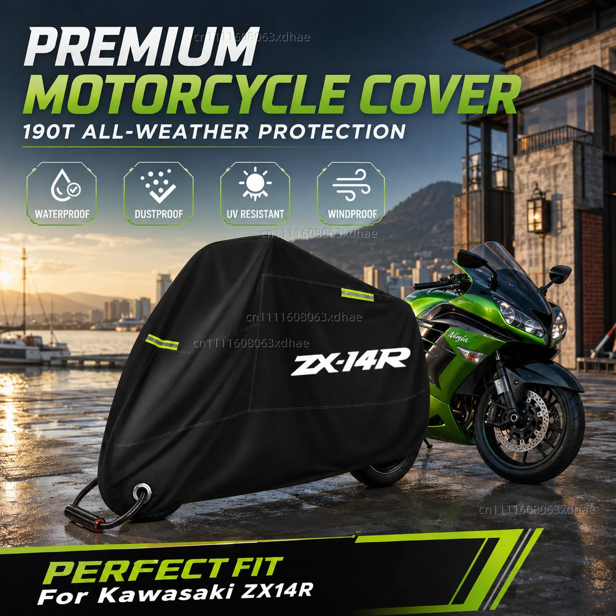 

Outdoor Motorcycle Cover Waterproof Full Protection 190T Oxford Cloth For For Kawasaki ZX14R ZX 14R ZX14 R ZX 14 R 2006-2017