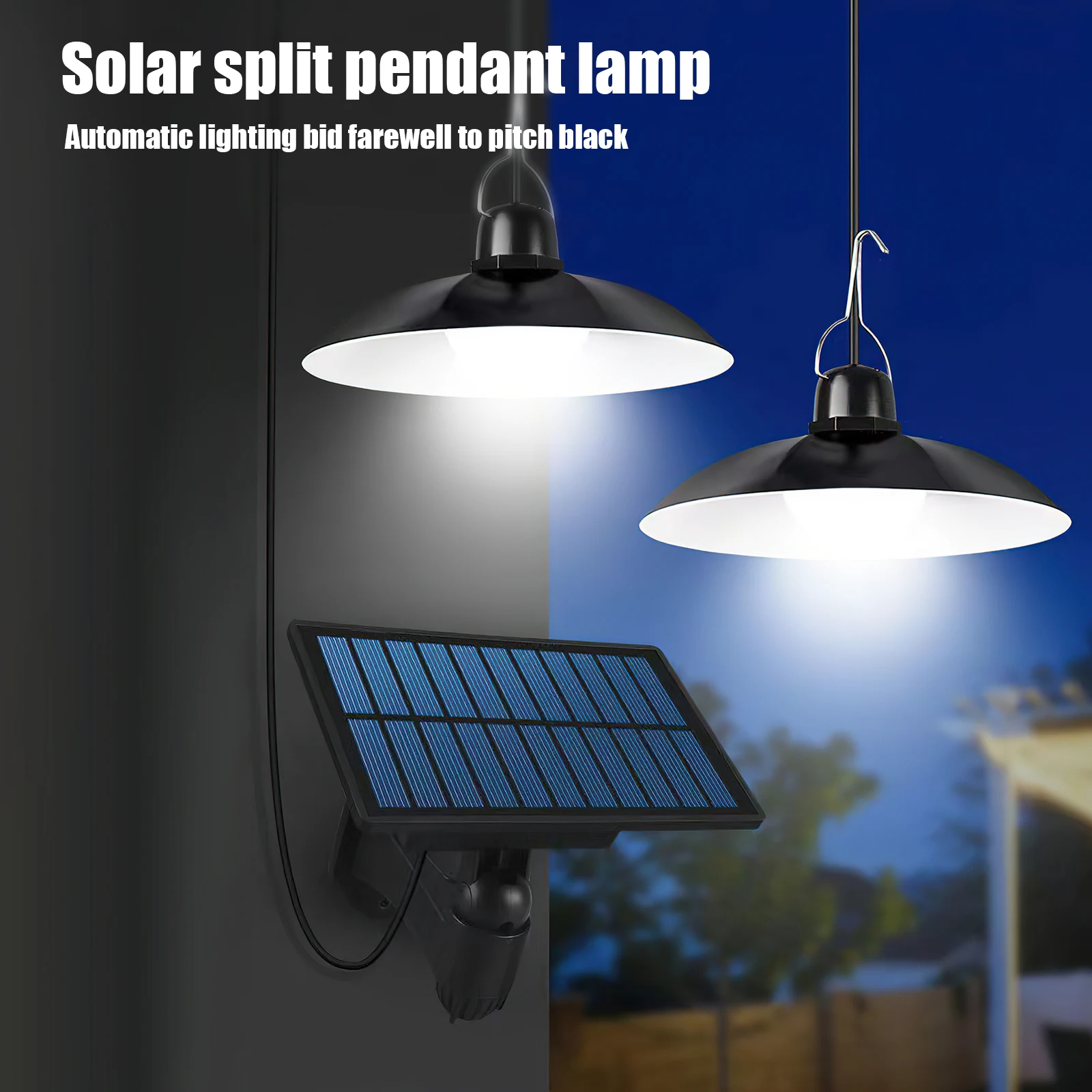 Lampe LED Solaire Suspendue avec Télécommande, Éclairage Linéaire Étanche, Extérieur, Nik, Jardin, Cour, Camping, Split, IP65