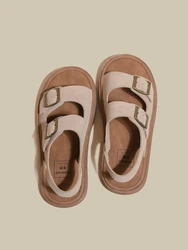 Flat Sandal Shoe 2026 Summer Women's Heels Anti-Skid All-Match Without Comfort New Girls Low Rome Casual Fabric Slides Slipper R