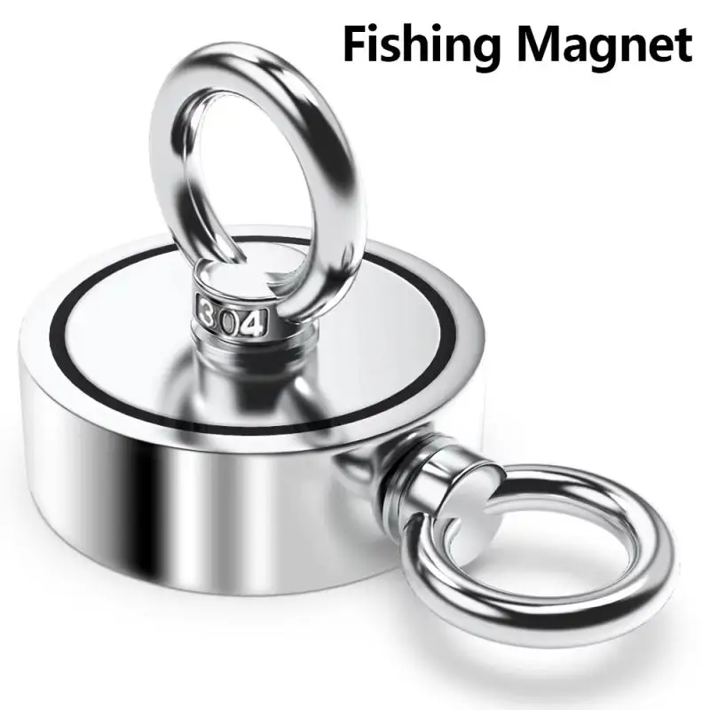 

M48 Strong Neodymium Fishing Magnet Double Side Double Ring Search Magnet Hook Super Power Salvage Magnetic