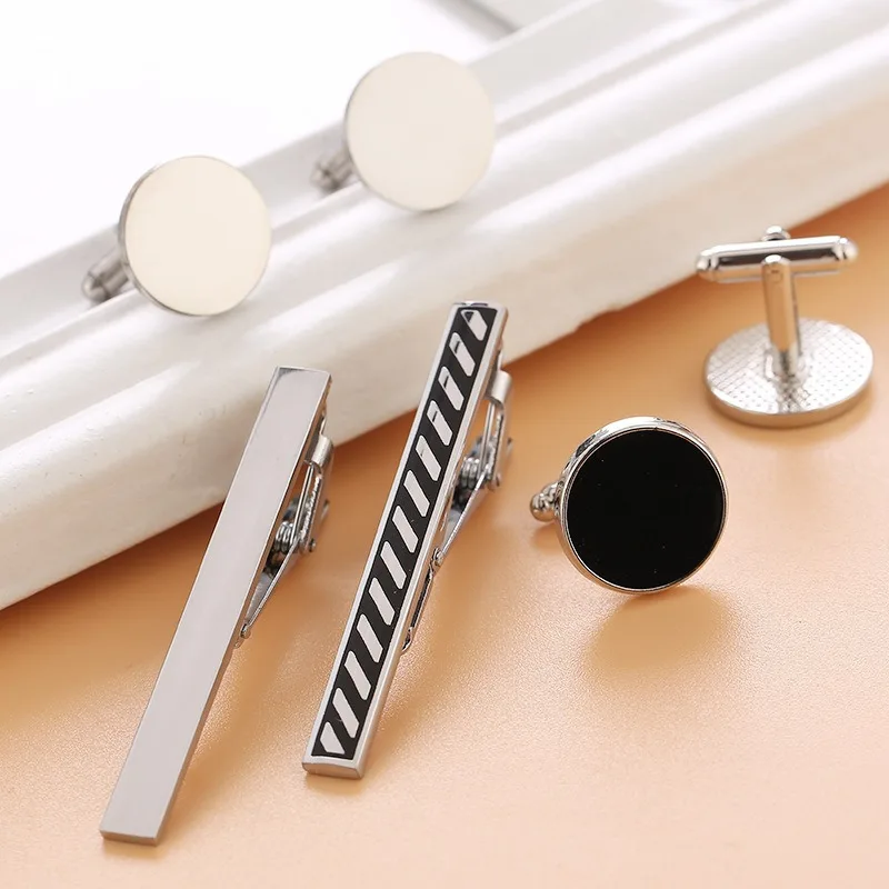 Fashion New Suit Tie Clip Stainless Steel Round Men's Cufflinks Simple Painted Copper Tie Clip